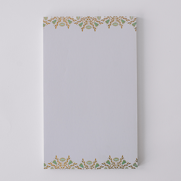 Folk Pattern Large Notepad - Viridian Green