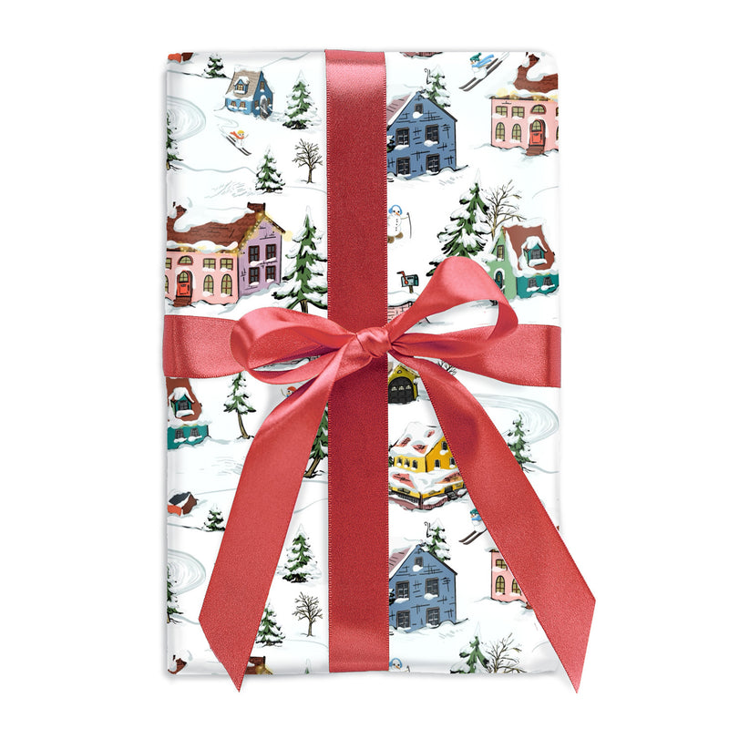 Snowy Hillside Village Gift Wrap