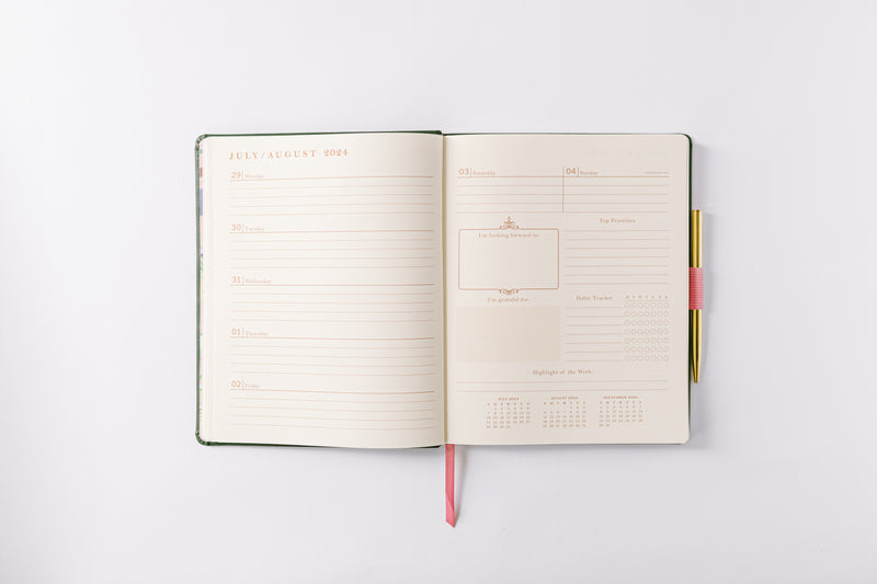 2025 Banner Agenda 17-Month Weekly Vegan Leather Bound Planner