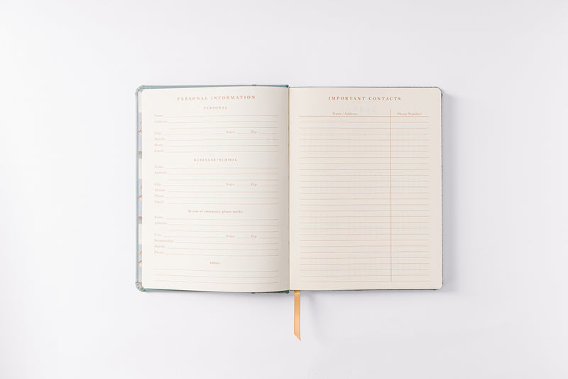 2025 Blue Basketweave Vegan Leather 17-Month Weekly Bound Planner