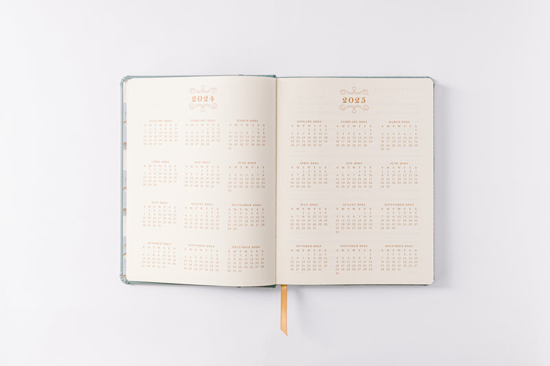 2025 Blue Basketweave Vegan Leather 17-Month Weekly Bound Planner