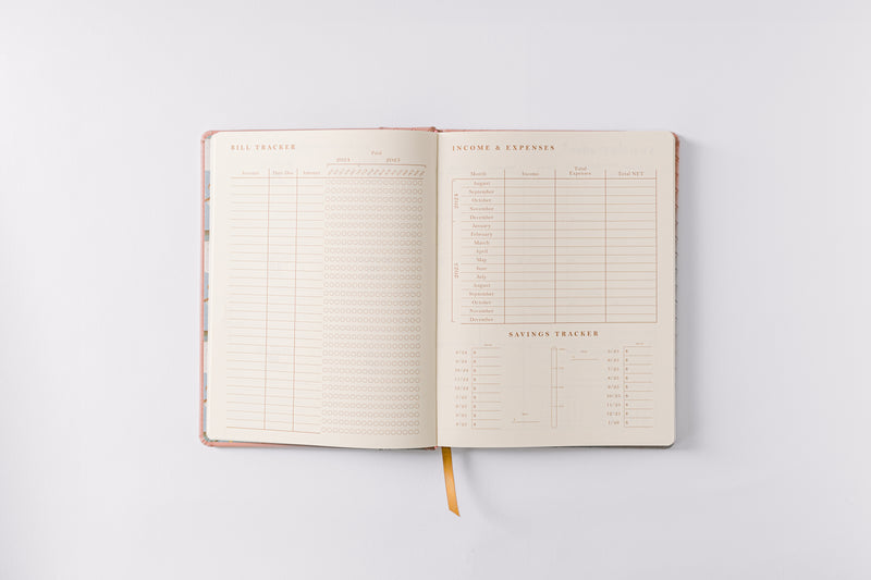 2025 Pink Basketweave Vegan Leather 17-Month Weekly Bound Planner