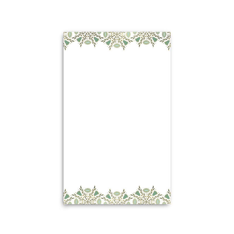 Folk Pattern Large Notepad - Viridian Green