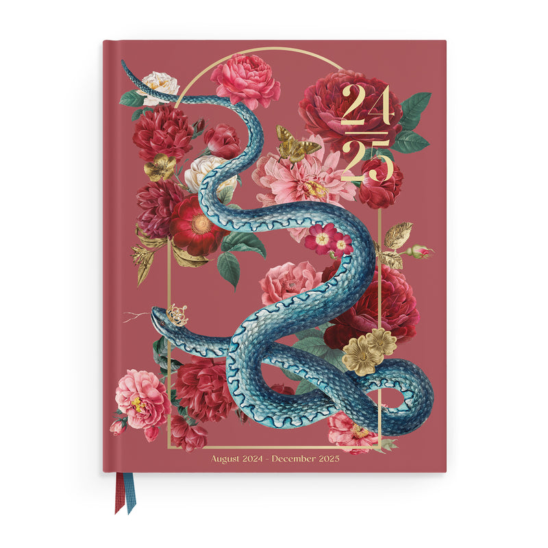 2025 Collage Snake Bling 17-Month Weekly Large Bound Planner