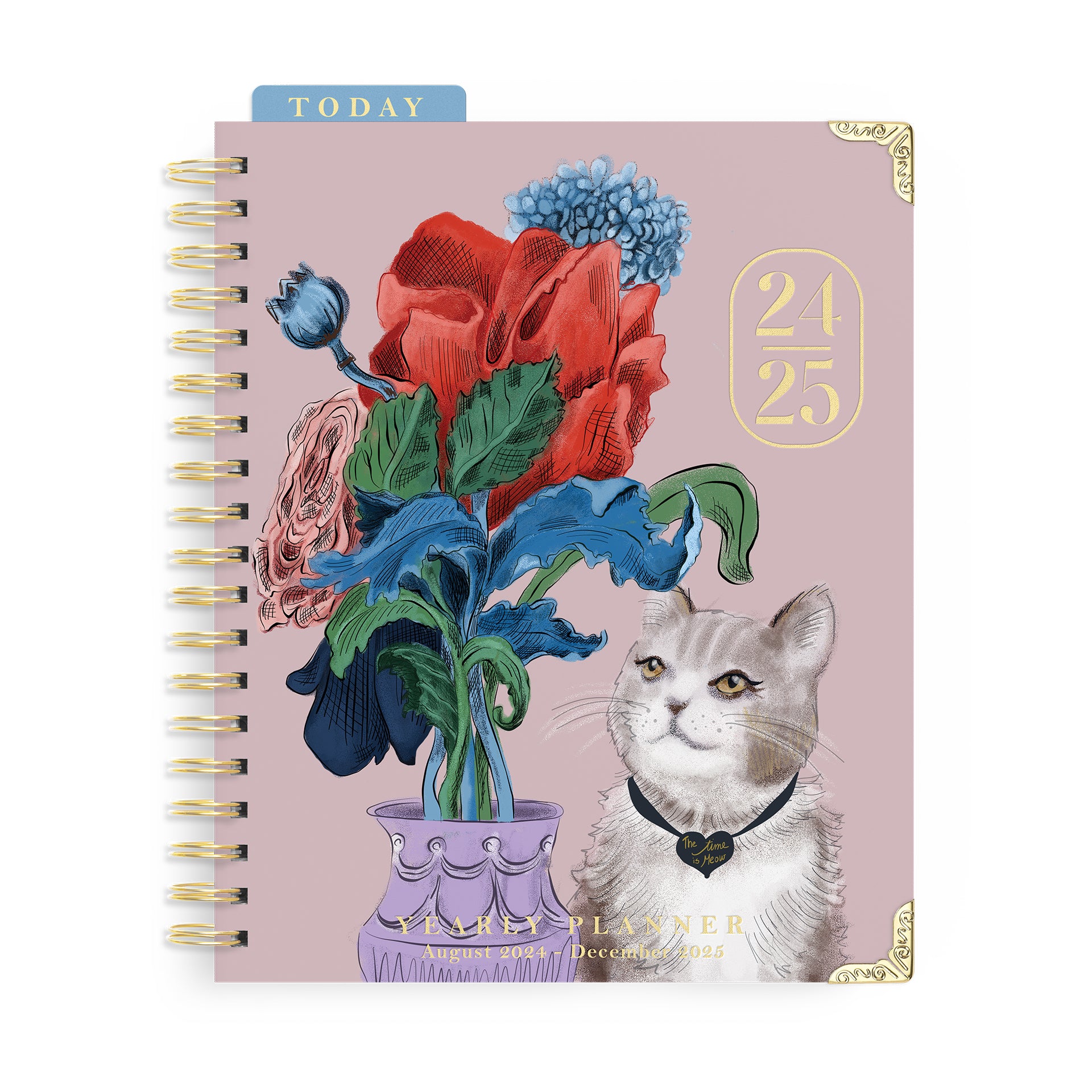 2025 The Time Is Meow 17-Month Weekly Large Spiral Planner – Good Juju Ink